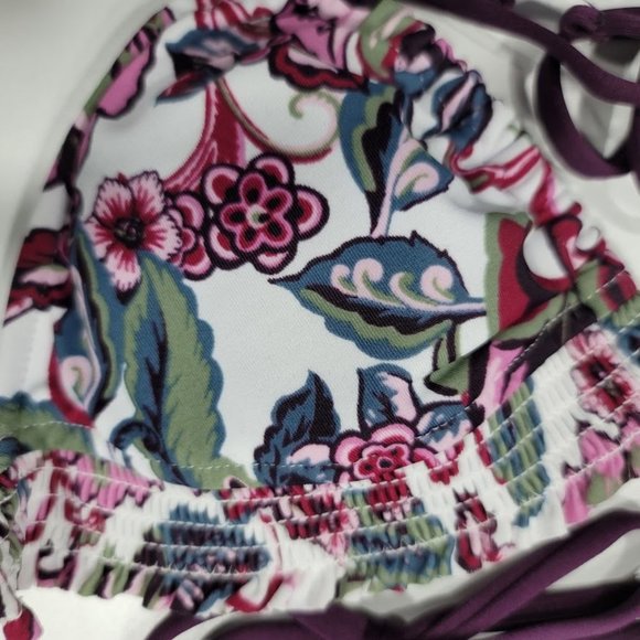 Mossimo Smocked Triangle Bikini Top Deep Plum Size Medium - Picture 8 of 9